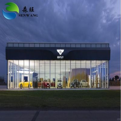 Prefabriceerde Autotentoonstellingsruimte en Magazijn High-End Stalen Constructie Expositiehal met Schuif-/Roldeur