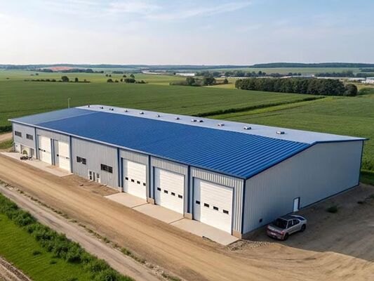 Staalstructuur magazijn met 5~30 graden pitch Q235B/Q355B Staal en lange spanning rasterstructuur voor industriële opslag