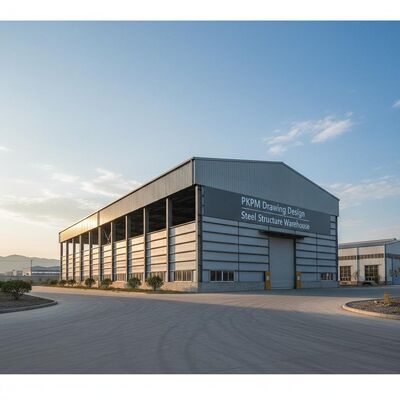 PKPM Ontwerp van stalen structuur Warehouse met een enkel staalplaat dak en gabel dak Ideaal voor grootschalige opslag