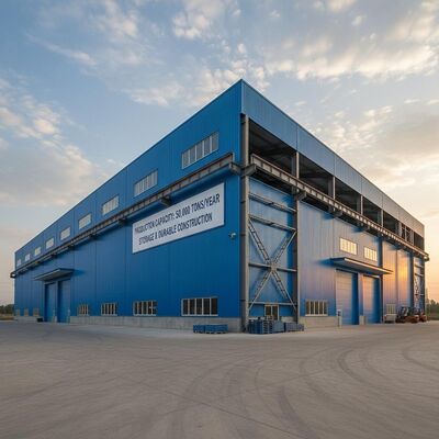 Blauw Muur Kleur Staal Frame Warehouse Biedt 50000 ton per jaar Productiecapaciteit Ontworpen voor opslag en duurzame bouwbehoeften