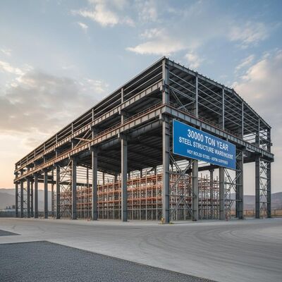 Hoge capaciteit staalconstructie magazijn met duurzame staalkolomleden en Q235B Q345B koolstofarme staal ontworpen voor industriële opslag