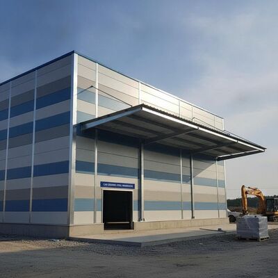 CAD-ontwerp Magazijn voor staalconstructies met een dikte van sandwichpanelen tussen 50-200 mm en dubbele plaat met Cannopy-frame, gebouwd voor de bouw